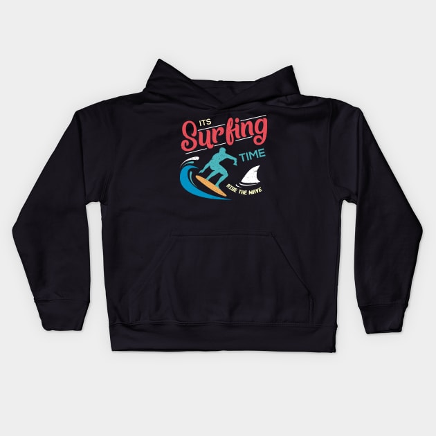 Colorful Surfer Logo Kids Hoodie by Dominic Becker